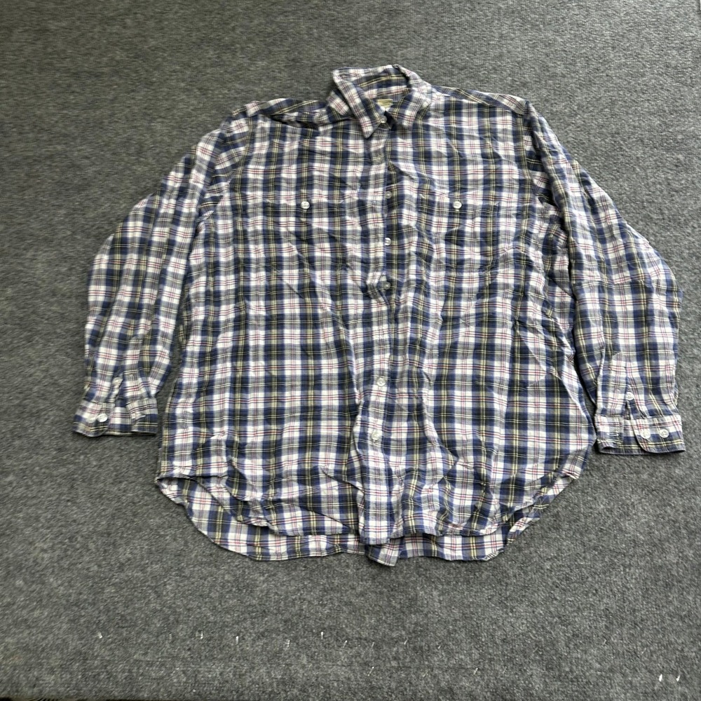 St. John's Bay Shirt Womens Size 22W Blue Plaid Cotton Long Sleeve Button Down